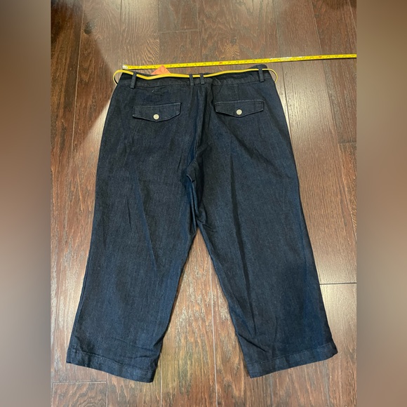 Dockers Women Dark Denim Hello Smooth Belted Capri Cropped Pant Size 14 - Picture 11 of 11